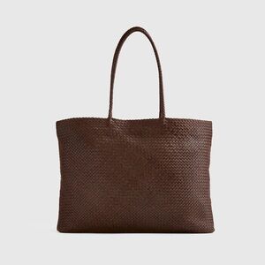 Elegant Brown Woven Tote Bag